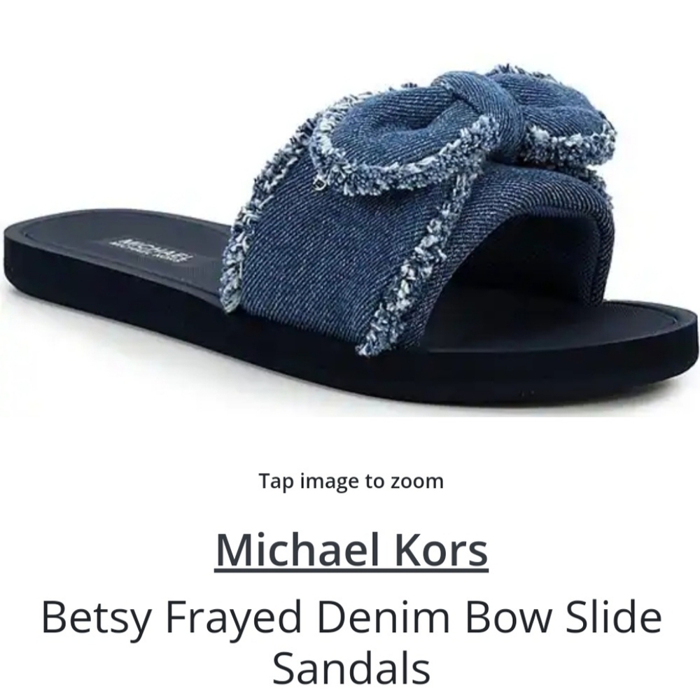 Mk Betsy frayed demin bow slide sandal Size 9M